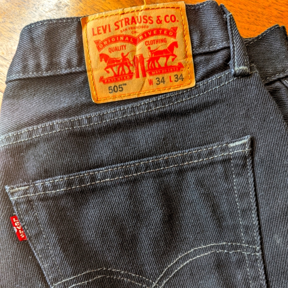 Levi's 505s, Black, Size 34 x 34, Excellent Condition